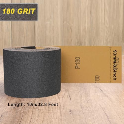 Sandpaper Roll 180 Grit, Wet Dry Sand Paper 3-2/3" Wide 11 Yard - style: 180 Grit