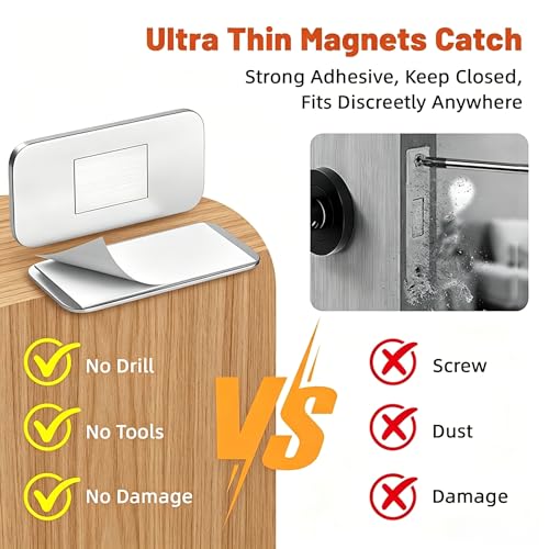 8 piece Ultra‑Thin Cabinet Magnetic Catch, No‑Drill Door Latch