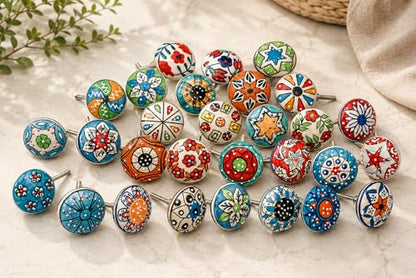 JGARTS 30 x Mix Vintage Look Flower Ceramic Knobs Door Handle Cabinet Drawer Cupboard Pull