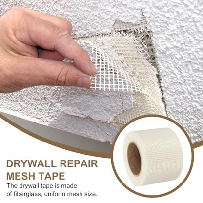 PATIKIL Drywall Repair Mesh Tape, 4 inch x 164 ft Fiberglass Repair Patch Self-Adhesive Dry Wall Joint Tape 8 Mesh Wall Hole Crack and Seam Patch, White - size: 4 inch x 164 Feet