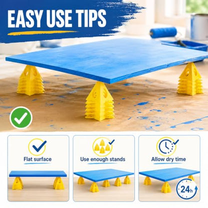 KATA 36PCS Painter's Pyramids, Paint Stands for Cabinet Doors & Woodworking - color: 36PC Painter's Pyramids Yellow
