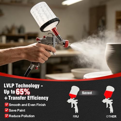 LVLP Automotive Paint Spray Gun R500 Kit, 1.3/1.5/1.7/2.0mm Nozzles LVLP Spray Gun with 600ml Plastic Cup&650ml Disposable Cups& Air Regulator Set, for Painting - color: 1.3/1.5/1.7/2.0mm 2Cup