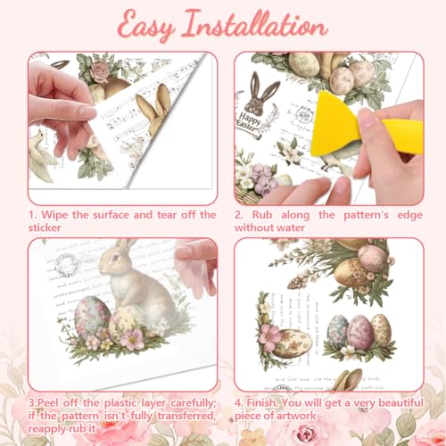 Peacoblue Vintage Easter Rub On Transfers for Furniture Craft 6"x12" - style: Vintage Easter