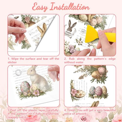 Peacoblue Vintage Easter Rub On Transfers for Furniture Craft 6"x12" - style: Vintage Easter