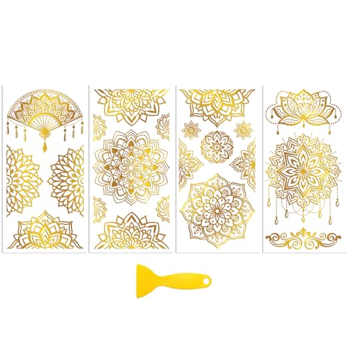 Peacoblue Gold Mandala Pattern Rub On Transfers for Furniture Craft 6"x12" - style: Gold Mandala Pattern