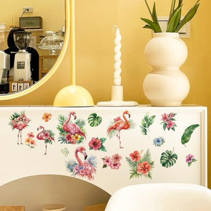 OLYCRAFT 3pcs/Set Flamingo Rub on Transfers for Furniture and Crafts 6x12 Inch Tropical Flower Furniture Decals Transfer Stickers Rub on Decal with 1pc Scraper for Wood Furniture Home Decoration - style: Flamingo