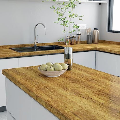 Livelynine Burl Wood Contact Paper Peel and Stick Countertops Waterproof Gold Wood Grain Contact Paper for Cabinets Desk Counters 15.8X78.8 Kitchen Cabinet Wallpaper Self Adhesive Vinyl Wrap - color: Burl Wood, size: 15.8" x 78.8"
