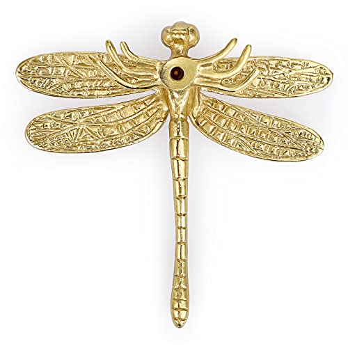 JUXYES Unique Gold Dragonfly Handle Pulls Knobs for Cabinets and Drawers - size: Pack of 4