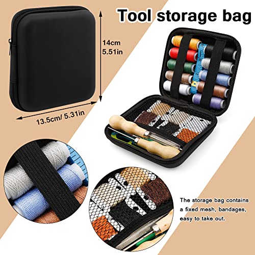 Tikjiua 59 Pcs Leather Sewing Kit and Leather Working Tools for Beginners Kit with Apron and Leather Tooling Bag, Leather Tools for Leather Stamping, Carving, Sewing, Beveling, Cutting, Leather Crafti