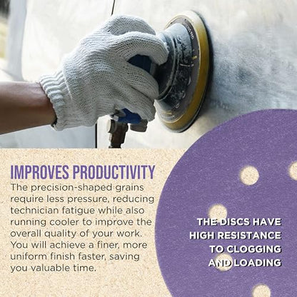 Dura-Gold 180 Grit 5" Purple Film Ceramic Sanding Discs, Box of 50, 8-Hole - style: 180 Grit