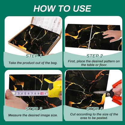 12pcs Peel and Stick Black and Gold Tiles for Backsplash, 11.8" x 23.6" - color: Black/Gold, size: 23.6" x 11.8" x 2.2mm