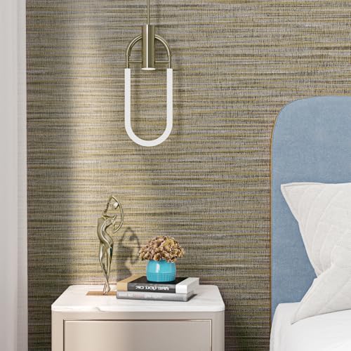 FunStick 24"x200" Grasscloth Peel and Stick Wallpaper Textured Brown Fabric Linen Wall Paper Roll Self Adhesive Removable Faux Grasscloth Contact Paper for Bathroom Bedroom Accent Wall Cabinet Drawers - color: Taupe Brown, size: 24" x 200"