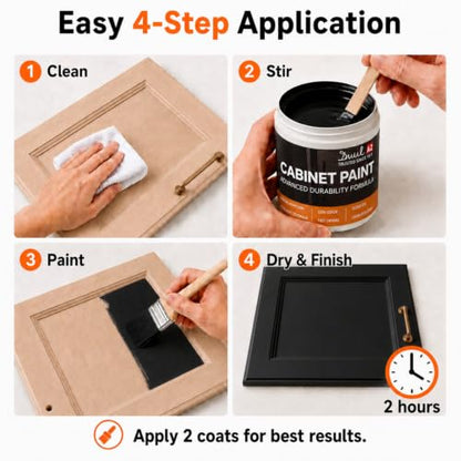 DWIL Cabinet Paint, Water Based Kitchen Cabinet Paint, Black Furniture Paint, Wood Paint, Low Odor, Fast Drying, Semi-Gloss, 32oz Black - color: Black, size: 32 Fl Oz (Pack of 1)