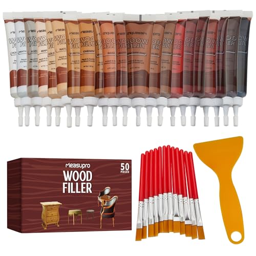 Furniture Repair Kit 50PC - Brushes, Markers, Scraper, Resin Wood Filler, Fillers with Wood Putty, Any Color Wood Combination, Scratch & Molding Repair, Restore Laminate Vinyl Veneer Flooring - size: Set Of 50