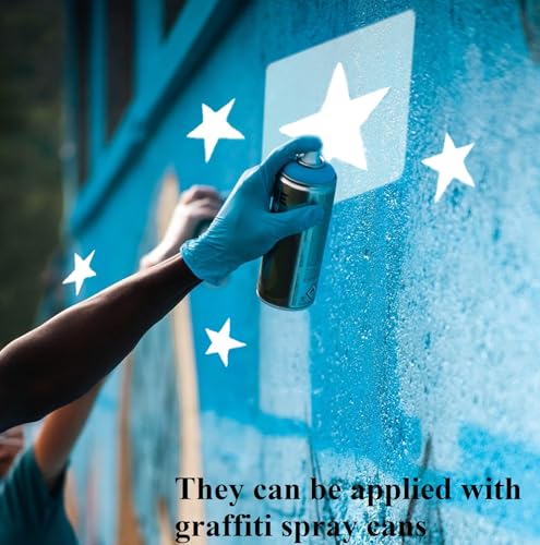 5pcs Reusable Painting Stencils,Plastic Art Craft Templates on Wood Wall Fabric Paper Home Décor DIY 4" to 12" (Star) - color: Star