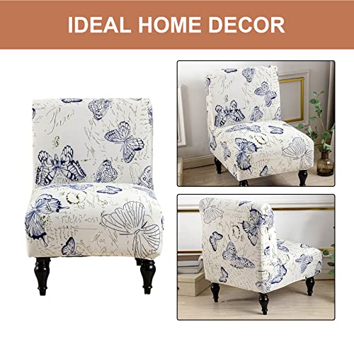 Eco-Ancheng Armless Chair Slipcover Removable Armless Accent Chairs Covers Washable Armless Slipper Chair Slipcover Printed Armless Chair Furniture Protector Covers for Living Dining Room Hotel - color: A1