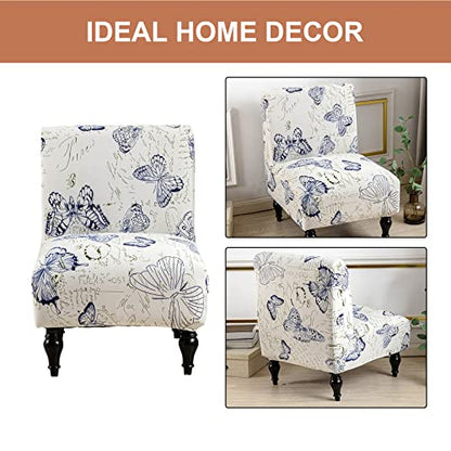Eco-Ancheng Armless Chair Slipcover Removable Armless Accent Chairs Covers Washable Armless Slipper Chair Slipcover Printed Armless Chair Furniture Protector Covers for Living Dining Room Hotel - color: A1