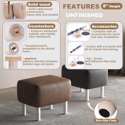 8 Inch Unfinished Wooden Furniture Legs Set of 4, Heavy Duty Solid Wood Cylindrical Table Legs, Chair Legs, Sofa Legs, Couch Legs, Cabinet Legs, Wood Furniture Feet (Natural, DIY Replacement) - color: Unfinished, size: 8 Inch