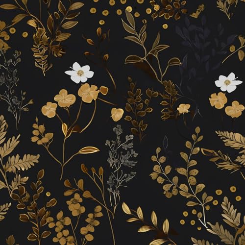 Dark Vintage Floral Peel and Stick Wallpaper 17.5" x 78" - color: Black, size: 17.5" x 78"