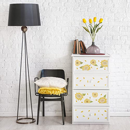 NAKLEO DIY Reusable Plastic Stencil - 21x30cm / 8.3” x 11.7” - Sunflowers Leaf Nature - Art Craft Wall Painting Pattern Template Scrapbooking Decoupage - Fabric Furniture Wood - color: Sunflower, size: A4