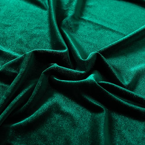 Stretch Velvet Fabric by The Yard for Apparel,Sewing,Crafting,Full Dress 93% Polyester 7% Spandex 63" Wide (Hunter Green,1Yard) - color: Huntergreen, size: 1 Yard