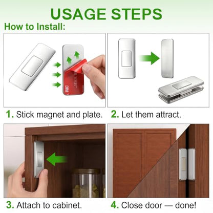 26 Pack Magnetic Cabinet Door Catch, No Drill Magnetic Cabinet Catches Ultra Thin Strong Magnetic Cabinet Latch with Adhesive for Kitchen Cabinets, Closets, Drawers, Bathroom Cabinets, RV Doors