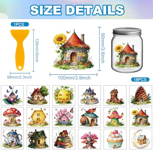 GLOBLELAND 18 Sheets Fairytale House Rub on Transfers 3.6×3.9 inch - style: Fairytale House
