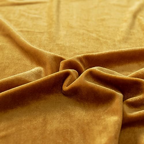 Stretch Velvet Fabric by The Yard for Apparel,Sewing,Crafting,Full Dress 93% Polyester 7% Spandex 63" Wide (Gold,1Yard) - color: Gold, size: 1 Yard