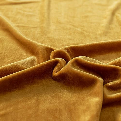 Stretch Velvet Fabric by The Yard for Apparel,Sewing,Crafting,Full Dress 93% Polyester 7% Spandex 63" Wide (Gold,1Yard) - color: Gold, size: 1 Yard