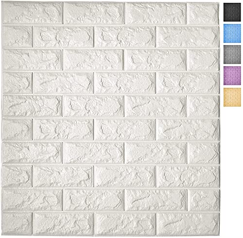 Art3d 20-Pack Durable Faux Brick Peel and Stick 3D Wall Panels, White - color: White, size: 20pcs-30.5x27.5inch