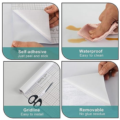 Arthome 17''x393'' White Contact Paper, Self Adhesive Wallpaper Waterproof PVC Vinyl, Oil Proof, White Vinyl Paper for Furniture Cover Surface, Countertop, Kitchen, Shelf Liner - color: White Matte, size: 17" x 393"