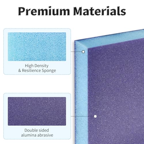 6 Pcs Sanding Sponge, 120 Grit, Wet Dry, Double Sided, Blue - size: 120 Grits