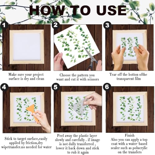 3 Sheets Nature Rub on Transfers for Furniture Crafts-Plant Vines and Branches Stickers Decal for Tables,Cabinets,Home Decor-5.9 x 11.8 inches Art Rub on Transfer Stickers - style: Green Vine