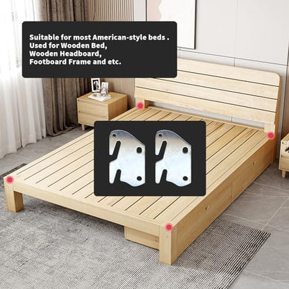 Bitray Wood Bed Plates Rail Hook Plates for Bed Frame Bracket Replacement - style: 4pcs