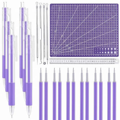 24 Pcs Craft Knife Pen Set, 6 Craft Knives with 12 Refills, Purple - color: Purple