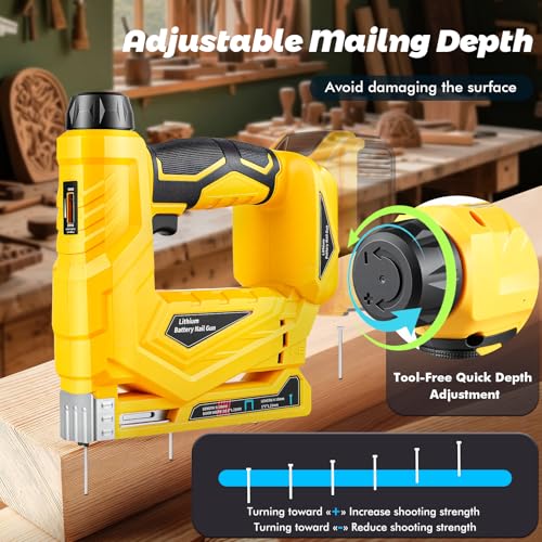 Cordless 18 Gauge Brad Nailer Compatible with 20V Battery, 2-in-1 Brad Nailer/Narrow Crown Stapler, Electric Nail Gun with Nails/Staples, Dual Mode Framing Nail Gun for Trim Wood Crafting - No Battery