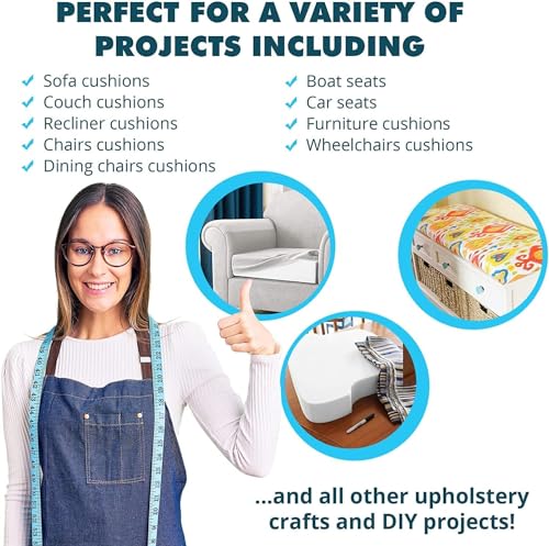 FOAMMA 6" x 27" x 33" Medium Density Upholstery Foam Cushion (Seat Replacement, Upholstery Sheet, Foam Padding) Made in USA - color: Medium Density, size: 6" x 27" x 33"