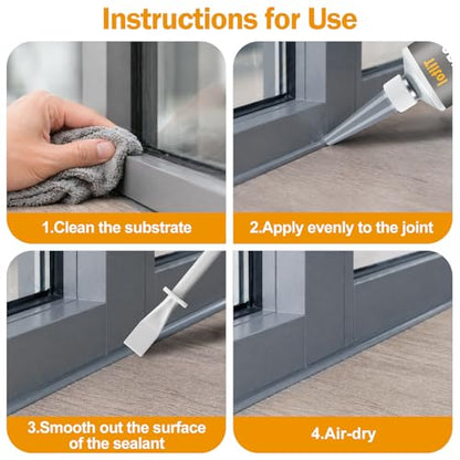 Grey Silicone Caulk Sealant - Caulk for Filling and Repairing Sinks, bathtubs, Shower Stalls, Toilet Bases, Tile Joints, and Door and Window Joints - color: Grey
