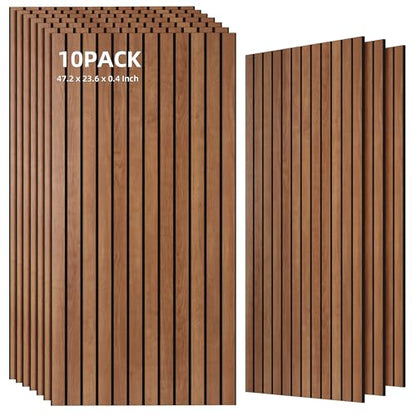 TO-TH Acoustic Wall Panels Wood-Look Sound Dampening Panel 10 Pack, Cherry - color: Cherry, size: 10 pcs - 47.2'' * 23.6''