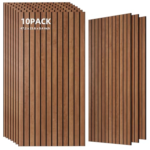 TO-TH Acoustic Wall Panels Wood-Look Sound Dampening Panel 10 Pack, Cherry - color: Cherry, size: 10 pcs - 47.2'' * 23.6''
