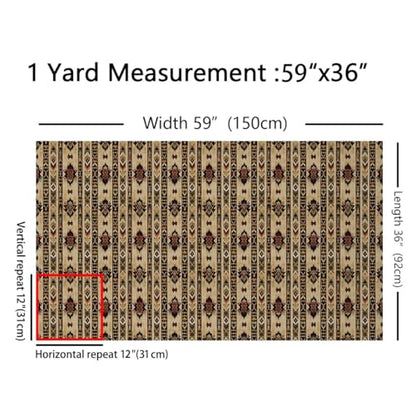 Feelyou 10 Yards Geometric Southwestern Tribal Native American Indian Design Soft Flannel Polyester Upholstery Fabric By The Yard - color: Multi410, size: 10 Yards