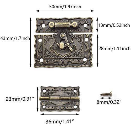 SDTC Tech Antique Bronze Right Hook Hasp Latch and Engraved Hinge Kit - color: Bronze