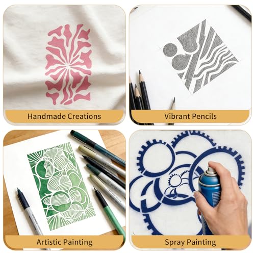 20 Pcs Abstract Texture Stencils Mixed Size Geometric Stencils for Painting Reusable Templates Featuring Bubbles Branches Stripes Swirls for Painting on Wall Decor Canvas DIY Projects - style: Style 1