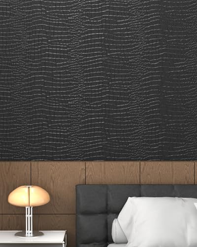 Black Peel and Stick Wallpaper Textured Contact Paper 15.7"×78.8" - size: 15.7" x 78.8"