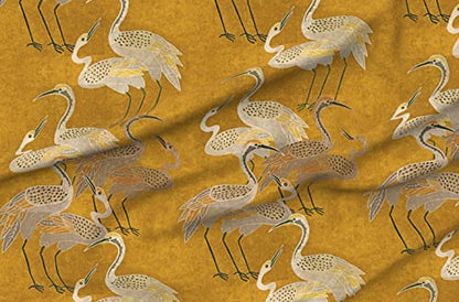 Spoonflower Fabric Maximalism Art Deco Birds Boho on Upholstery Velvet - size: Yard