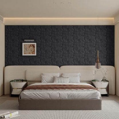 Yutianli 3D Wall Panel Peel and Stick Soundproof Foam Linen Wall Cloth Dark Grey 16.7"x118" Self-Adhesive Decorative Wallpaper Anti-Collision Wall Padding - color: Dark Gray