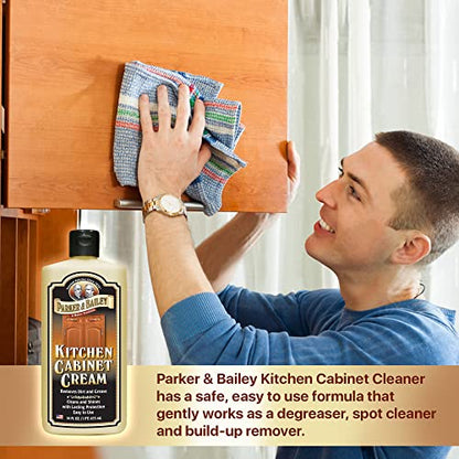 Parker & Bailey Kitchen Cabinet Cream - Multisurface Wood Cleaner And Polish Furniture Quick Shine Restorer Protector Surface, House Cleaning Supplies Home Improvement 8oz - size: 8 Ounce (Pack of 1)