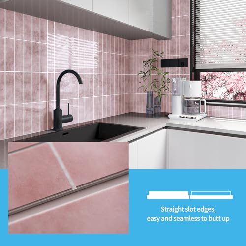 Art3d 11.4 x 9.1 in Faux Marble Peel and Stick, Backsplash Tile, Pink - color: Pink