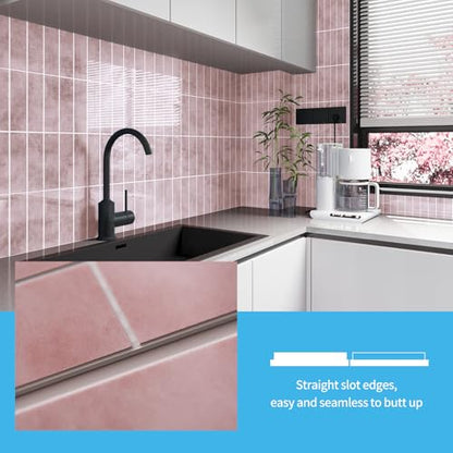 Art3d 11.4 x 9.1 in Faux Marble Peel and Stick, Backsplash Tile, Pink - color: Pink