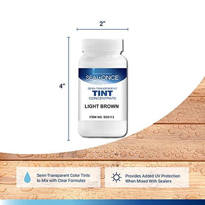 Seal-Once Semi-Transparent Color Tints - Light Brown Liquid Wood Treatment - Multi-Surface Concentrate in a Bottle - color: Light Brown